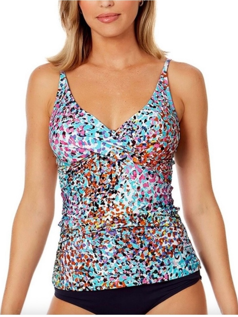 Anne Cole Sunset Dot Tankini Underwire Top Swim Size 18W